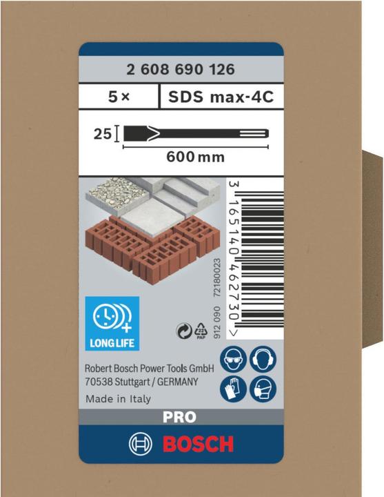 Produktbild Bosch Professional Zubehör PRO SDS max-4C Flachmeissel-Set, 25 x 600 mm (600 mm)