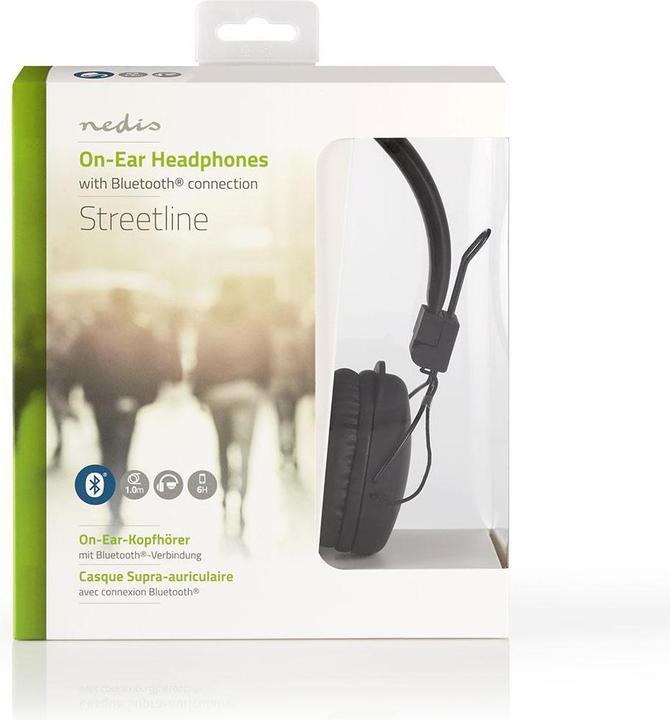 Image du produit Nedis Bluetooth supra-auriculaire pliable Microphone intégré Noir, HPBT1100BK, one-Size (15 h, Sans fil)