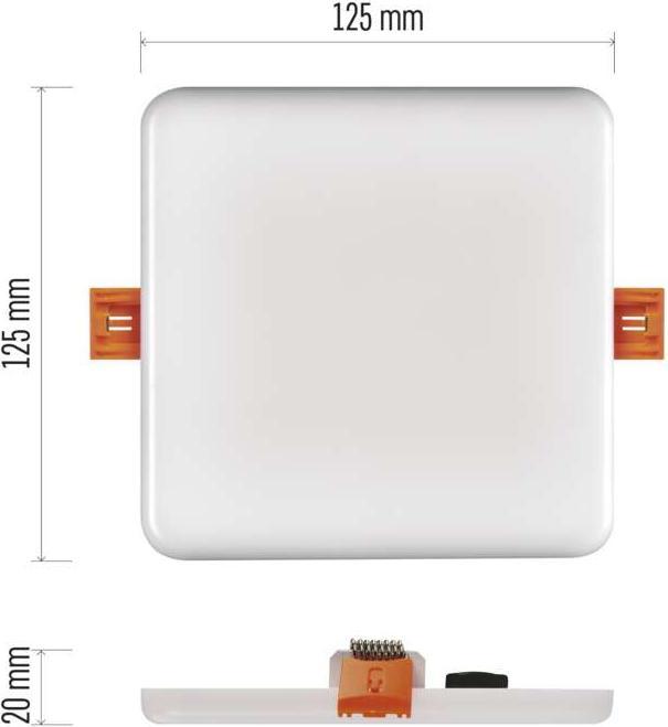 Produktbild Emos LED Einbauleuchte 125x125, quadr., weiss, 10 W neutralw.,IP65 (900 lm)