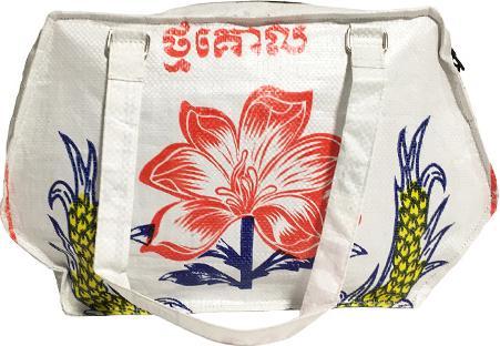 Actual product image Bekos Upcycling - noble handbag from recycled rice bags flower