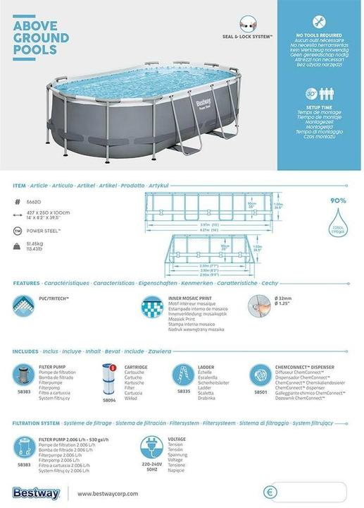 Produktbild Bestway Power Steel Oval Set (424 x 250 x 100 cm)