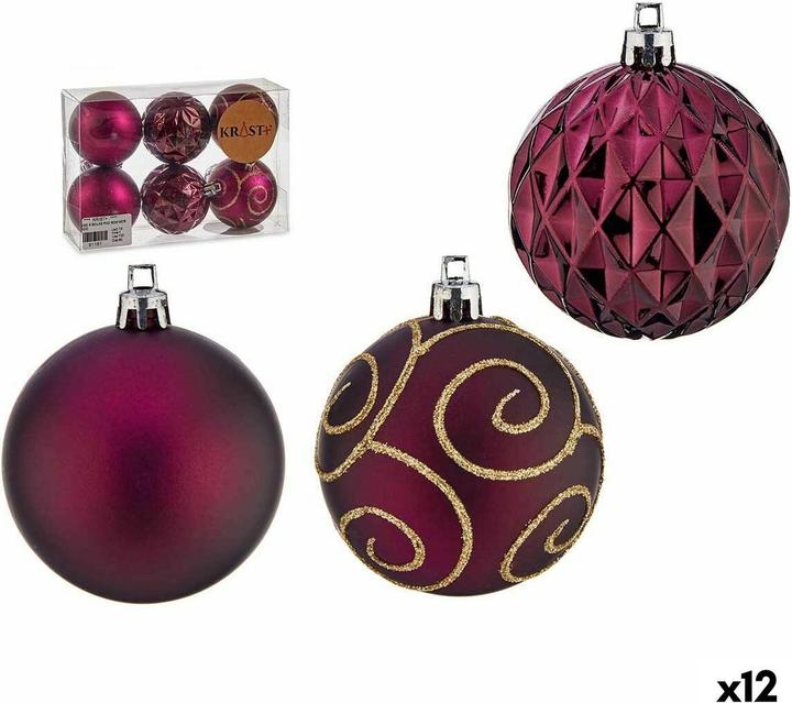 Immagine prodotto Krist+ Set di decorazioni natalizie in plastica viola Ø 6 cm (12 pezzi) (12 -parte)