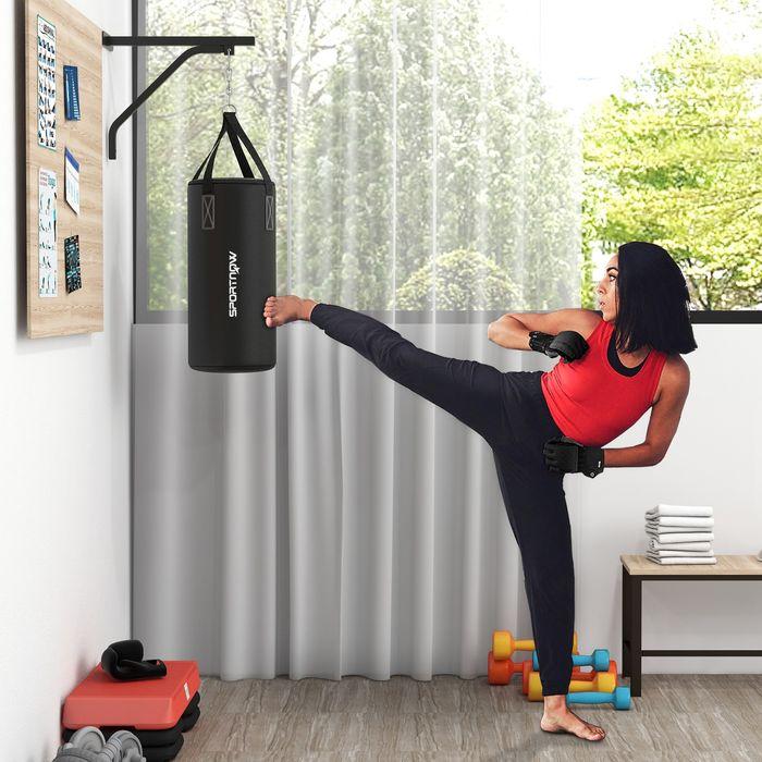 Actual product image Swisshandel24 Boxsack Wandhalterung Boxsack Ständer mit Handschuhen, Stahl, Schwarz