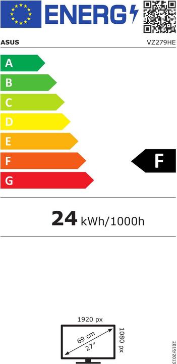 Label énergétique ASUS VZ279HE 27", IPS, FullHD, D-Sub (1920 x 1080 pixels, 27")