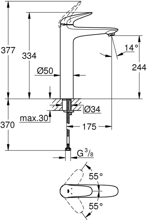 Actual product image Grohe Eurostyle single-lever basin mixer XL-Size