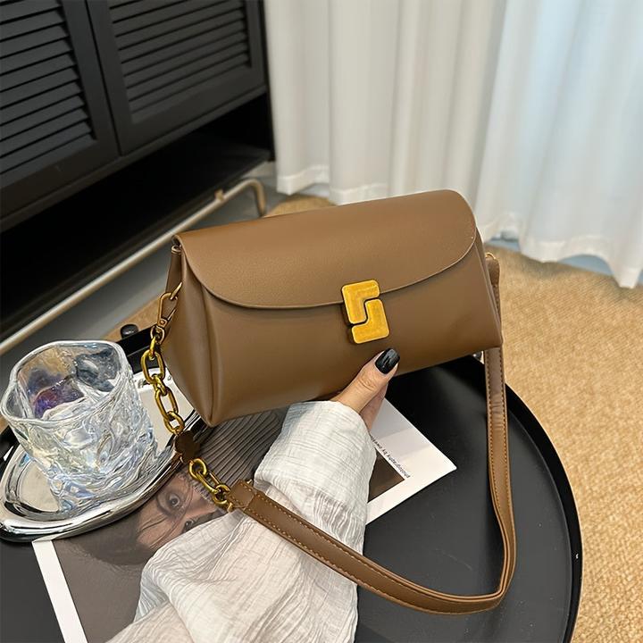 Only-Bags.Store Elegante schwarze Kunstleder-Kreuztasche, einfarbig, verstellbarer Riemen, Reissverschluss