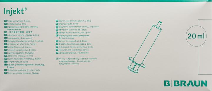 Image du produit Braun Seringue Medical Injekt 20 ml Luer-Lock, 100 pièces