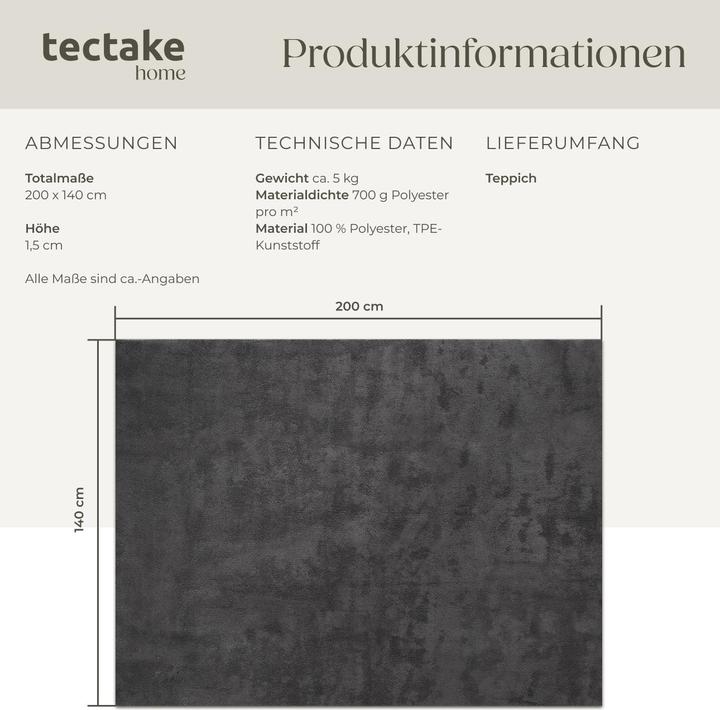 Produktbild tectake Kurzflorteppich Soft Zone (140 x 200 cm)