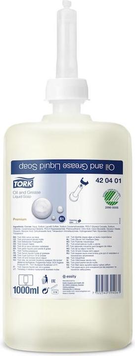 Actual product image Tork Grease-dissolving liquid soap - 420401 - Liquid soap for S1/S11 dispenser systems, removes oils and (Liquid soap, 1000 ml)