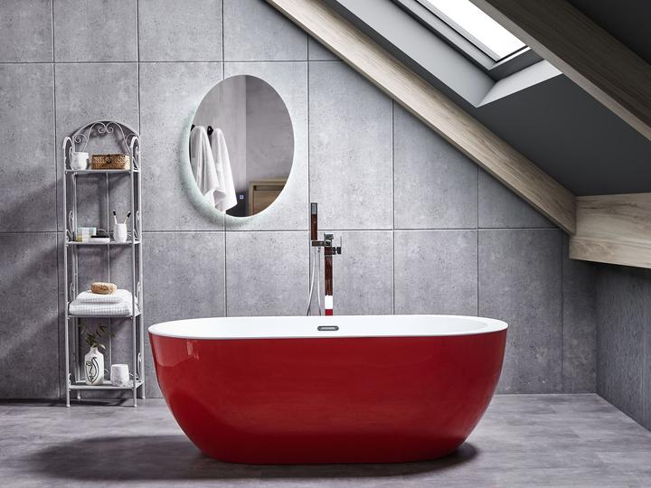 Image du produit Beliani Baignoire sur pied rouge ovale 150 x 75 cm NEVIS (176 l, 75 cm)
