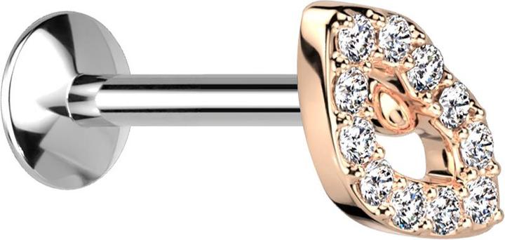 Produktbild Star Piercing Micro Threadless UFO Labret silber Mund rosegold Kristalle silber (Chirurgenstahl 316L, Messing)