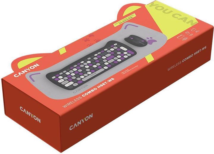 Produktbild Canyon Computertastatur HSET-W6 DE Tastatur+Maus Kitty Edition AAA+ Kabellos Violett (104 Tasten)