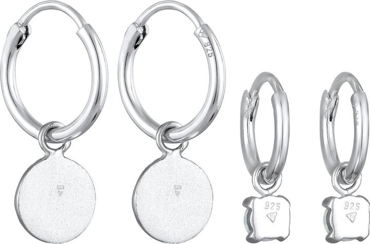 Image du produit Elli Boucles d'oreilles créoles plaquettes opale pierre précieuse set de 2 pièces 925 argent (Opale Synthétique, Argent sterling 925)