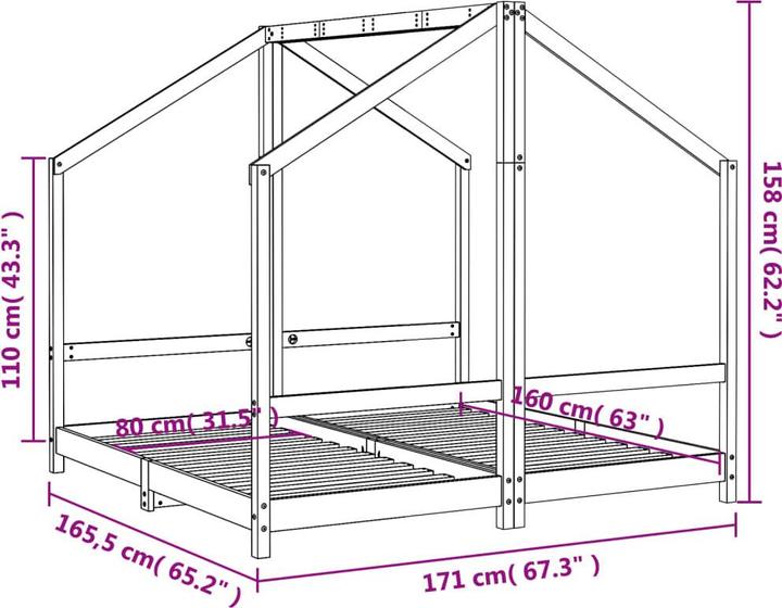 Immagine prodotto VidaXL Struttura letto per bambini (80 x 160 cm)