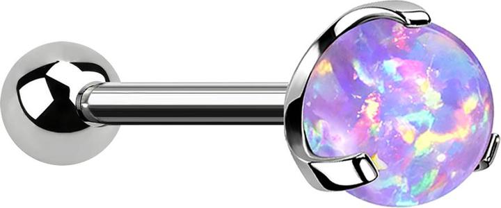 Produktbild Star Piercing Micro Threadless Barbell silber mit Kugel und Kugel Opal violett gefasst (ohne Messing, Titan G23)