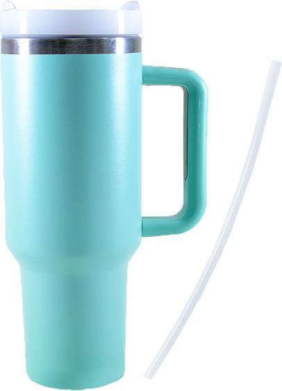 Produktbild Kögler Thermo Kaffee Henkel Becher aus Edelstahl, mit Strohhalm, minzgrün, 1200ml (1200 ml, 1 x)