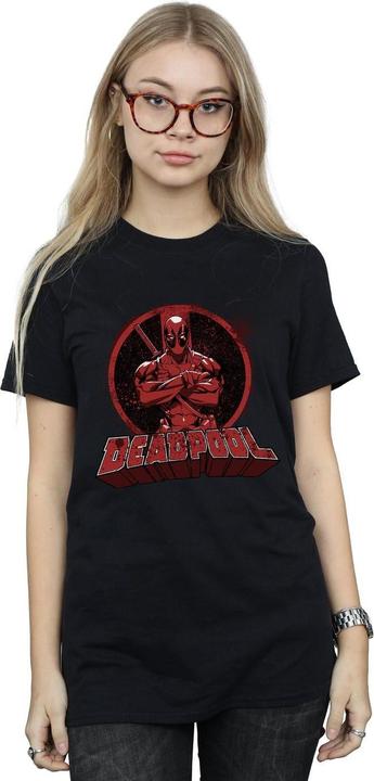 Actual product image Deadpool Womens/Ladies Arms Crossed Logo Boyfriend T-Shirt (L)