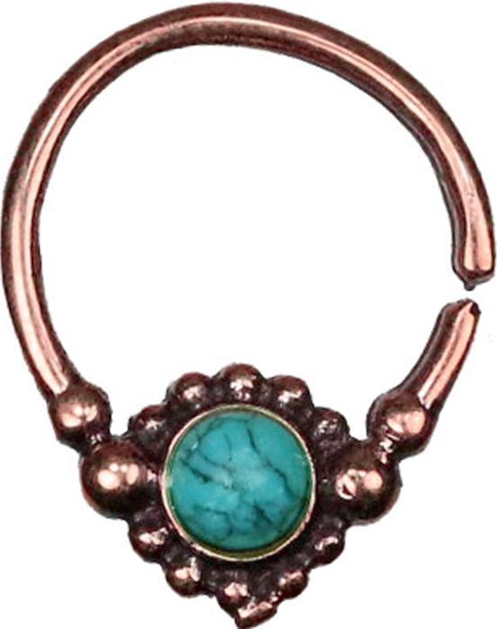 Produktbild Star Piercing Micro Piercing Ring rosegold Kugelblume mit Türkis Stein (ohne Messing, Bronze)
