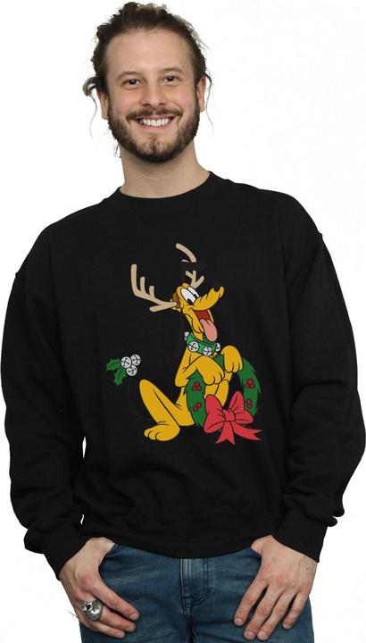Actual product image Disney Mens Pluto Christmas Reindeer Sweatshirt (XL)