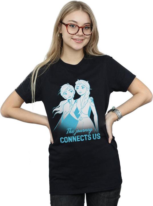 Actual product image Disney Womens/Ladies Frozen 2 Elsa and Anna The Journey Connects Us Cotton Boyfriend T-Shirt (M)