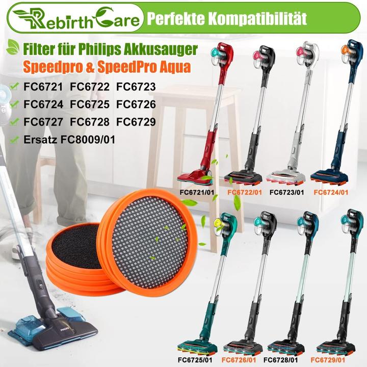 Image du produit Plutoos 2 filtres FC8009/01 pour Philips Aspirateur à Piles SpeedPro & SpeedPro Aqua Pièces détachées