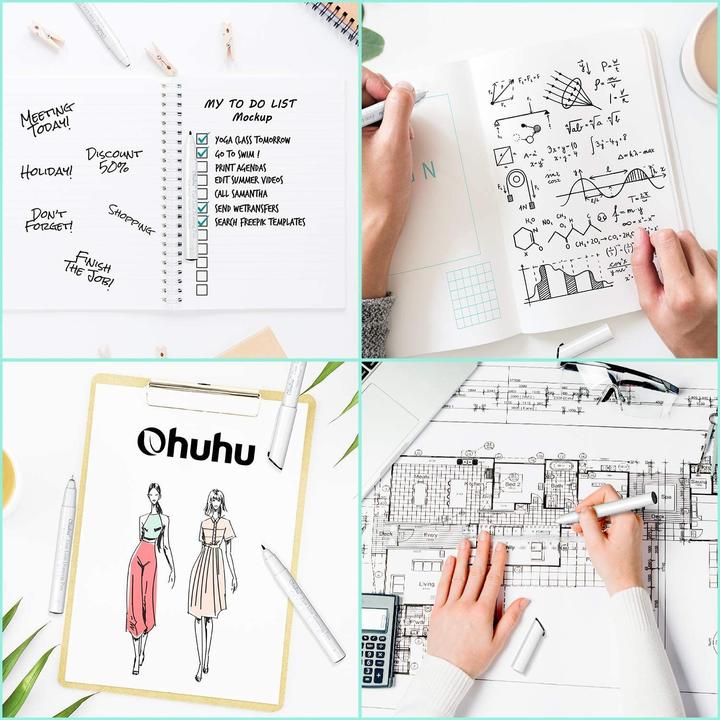Actual product image Ohuhu Fineliner drawing pens (Black, White, 8 x)