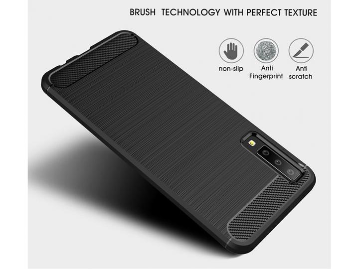 Produktbild Screenguard Samsung Galaxy A7 2018 Hülle Carbon Brushed Soft TPU (Samsung Galaxy A7 (2018))