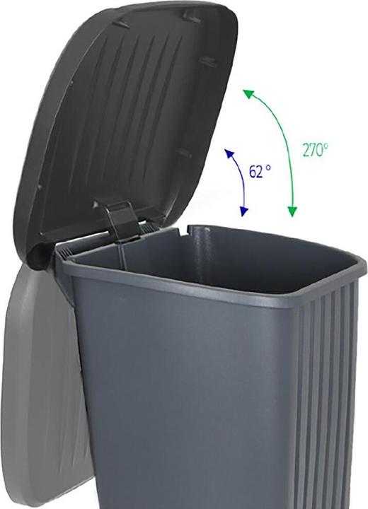 Produktbild EDA Mülleimer 100 l auf Rollen - mit Pedal - für 100 l Beutel - 50 x 48,6 x 83,5 cm - Anthrazit (90 l)