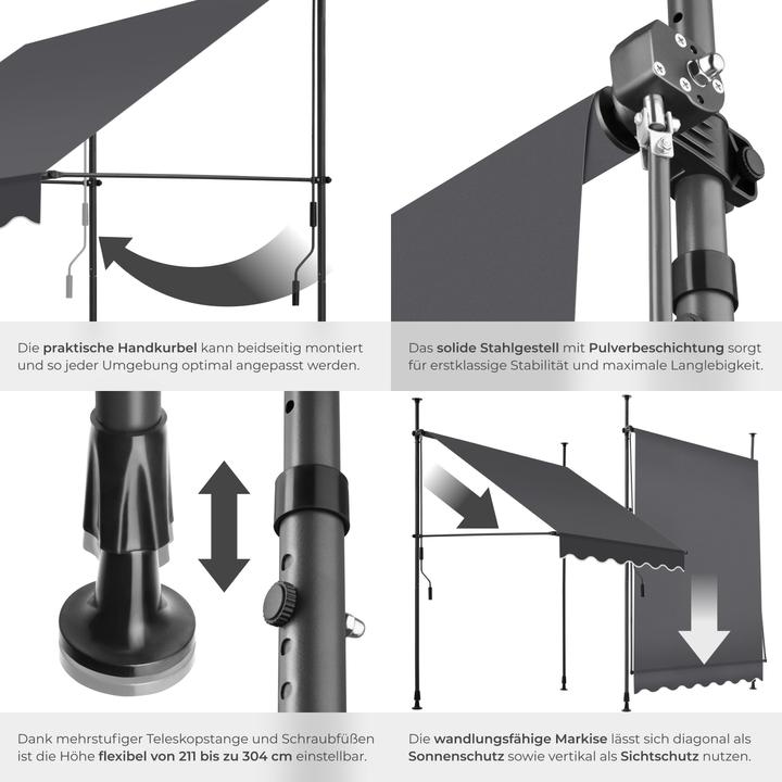 Immagine prodotto tectake Tenda da sole a morsetto (1.50 m)