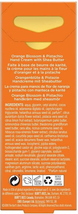 Actual product image Burt's Bees Hand Cream Orange Blossom & Pistachio