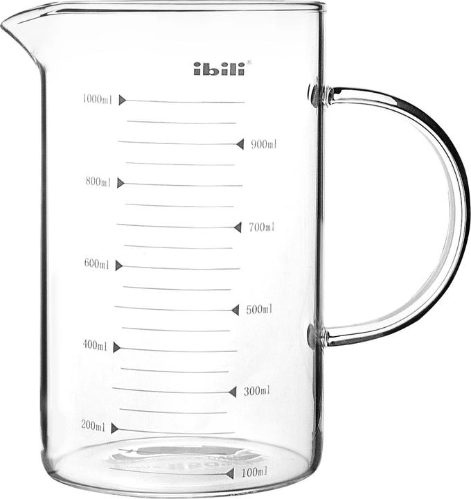 Produktbild Ibili Messbecher Glas mit Henkel Medidores 1 Liter Ideal zum Messen von Flüssigkeiten, hitzebeständig (1000 ml)