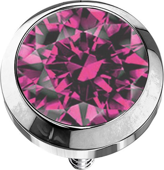 Actual product image Star Piercing Dermal Anchor silver with crystal pink (without brass, Titanium G23)