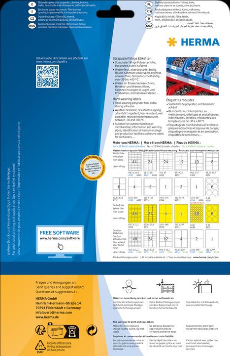 Actual product image HERMA Weatherproof shipping labels A4