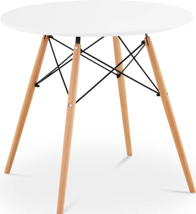 Produktbild Fromm & Starck Tisch rund Ø 80 cm Tischbeine Buche Esstisch weiss Stahlstreben schwarz 100 kg (80 x 80 cm)