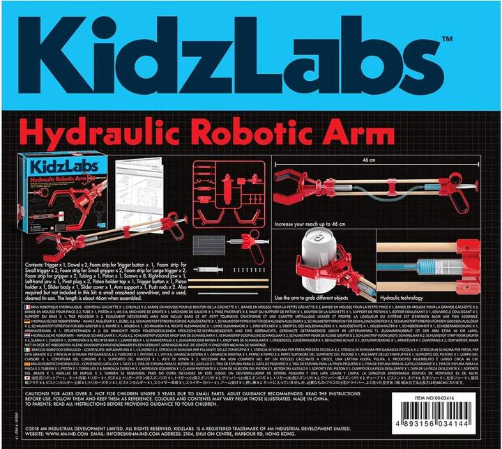 Actual product image 4M Kidzlabs: hydraulic arm 38cm (geassembleerd)