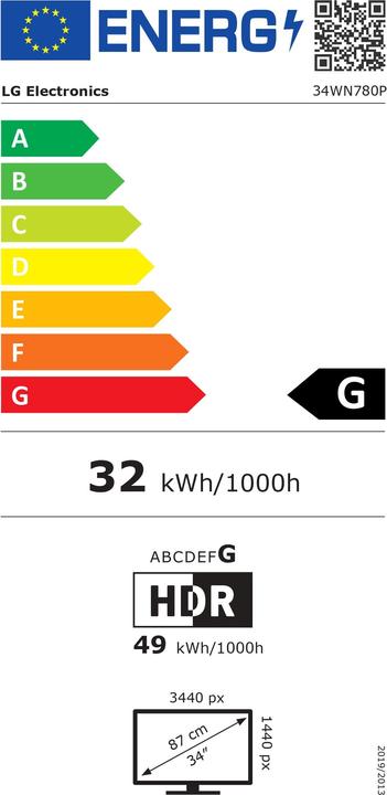 Energy Label LG UltraWide 34WN780P-B (3440 x 1440 pixels, 34")