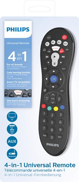 Actual product image Philips Perfect replacement SRP3014/10 remote control IR Wireless Cable, DTV, DVD/Blu-ray, DVR, SAT (Universal remote control, Miracast)