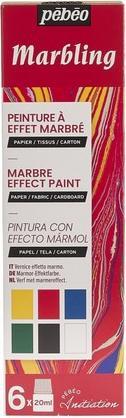 Image du produit Pebeo Set Initiation Marbling 6 Flacons Assortis de (Émeraude, Jaune citron, Noir, Cyan, Rose Bengale, bain marbré 18 g, 20 ml)