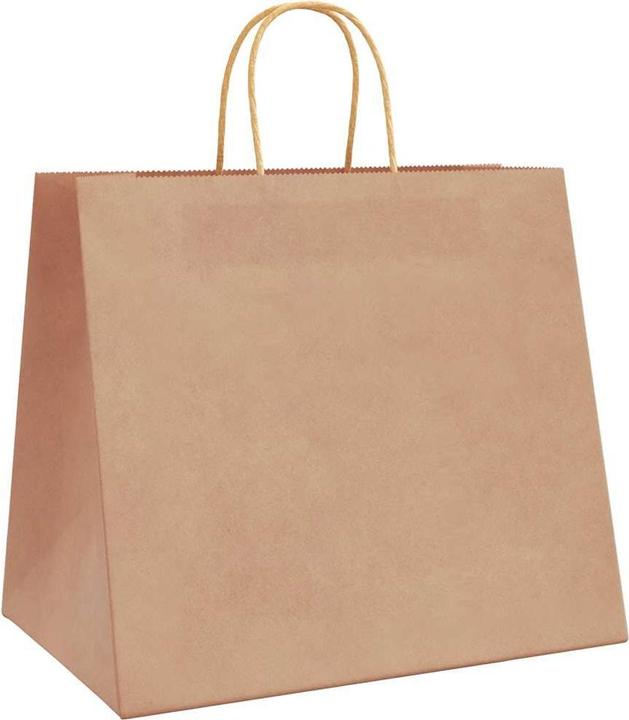 Produktbild VidaXL Kraftpapiertüten 250 Stk. mit Henkel Braun 32x22x28 cm Papiertüte (Geschenktüte, 250 x)