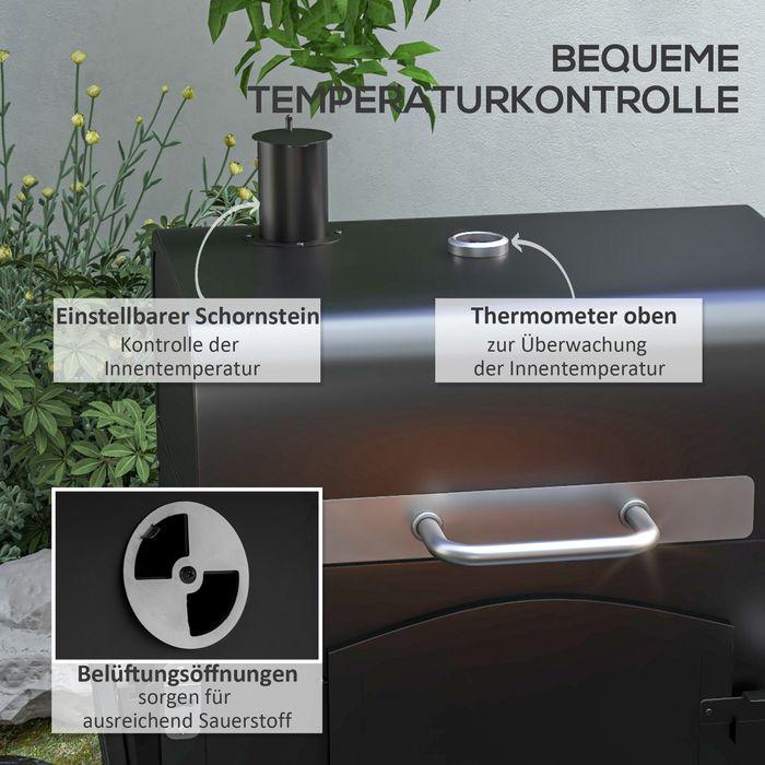 Image du produit Swisshandel24 Barbecue au charbon de bois BBQ Barbecue de jardin avec couvercle, étagères, fumoir, plaque (54 cm)