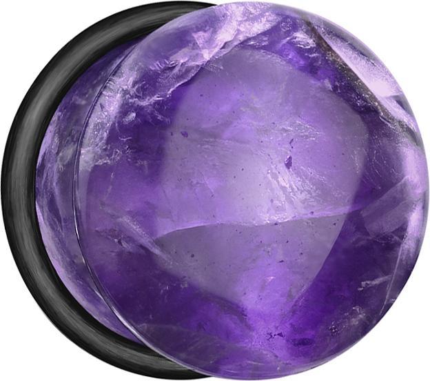 Produktbild Star Piercing Flared Plug aus Amethyst Stein mit O-Ring (ohne Messing, Mineralisch)