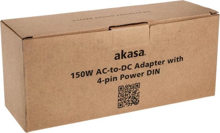 Actual product image Akasa PD150-02K external power supply, AC to DC, with 4-pin power DIN - 150 Watt (150 W)