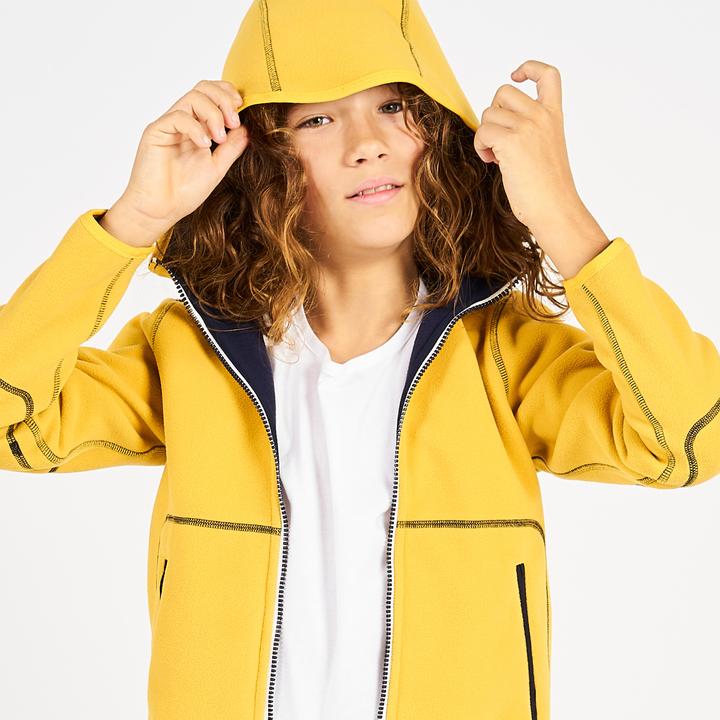 Actual product image Tribord Fleece jacket sailing children warm reversible 500 navy blue/yellow (6, 7, 8)