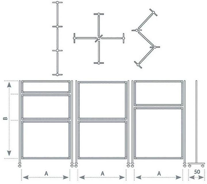 Immagine prodotto Franken Set di ruote per sistema a parete mobile ECO, plastica nera, bloccabile