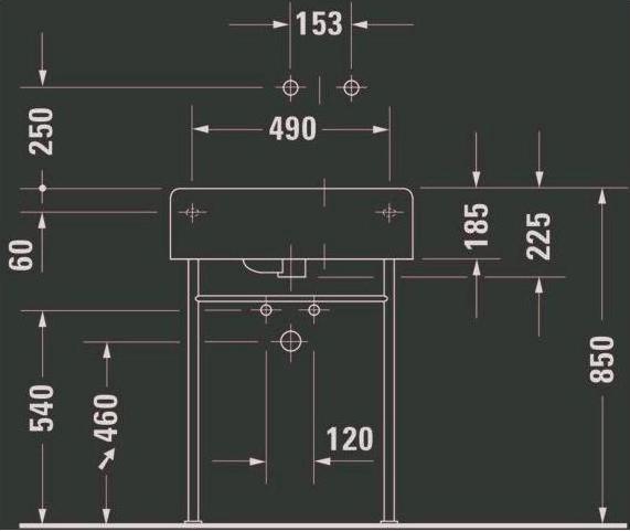 Produktbild Duravit Universalbecken SCOLA m ÜL HLB 615x460mm 1 HL Be rechts weiss (460 mm, 615 mm)