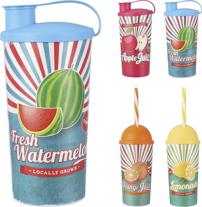 Trinkbecher m.Strohhalm Frucht