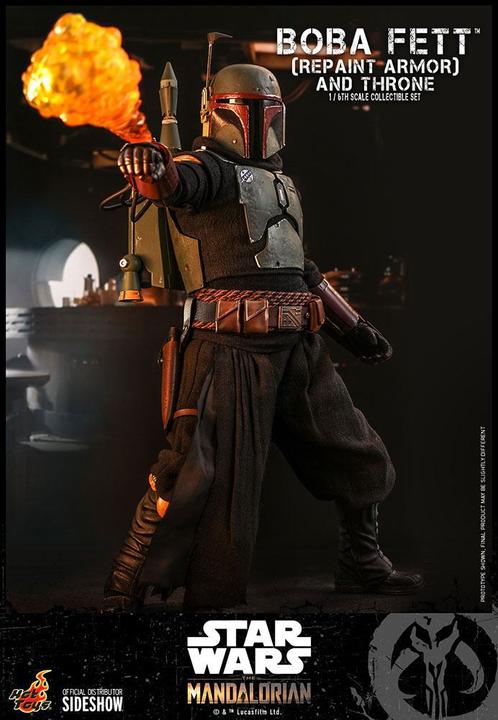 Actual product image Hot Toys Star Wars The Mandalorian Action Figure 1/6 Boba Fett (Repaint Armor) and Throne 30 cm