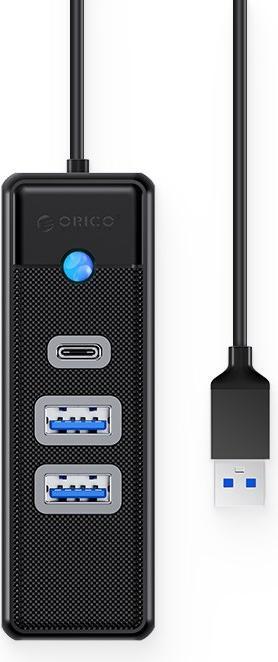 Produktbild Orico Hub Adapter USB to 2x USB 3.0 + USB-C, 5 Gbps, 0.15m (Black) (USB-C, 3 Ports)