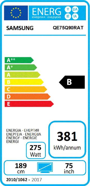 Energie-Label Samsung QE75Q90R (75", QLED, 4K, 2019)