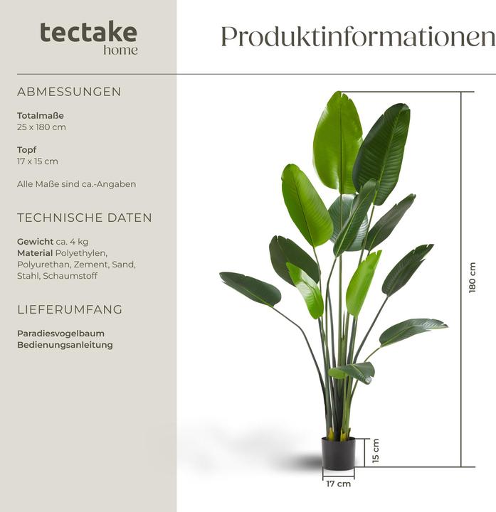 Actual product image tectake Artificial bird of paradise tree Tropic, lifelike (180 cm)